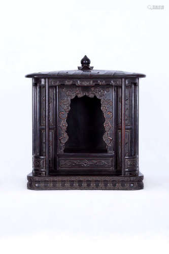 17-19TH CENTURY, A ROSEWOOD BUDDISH SHRINE, QING DYNASTY