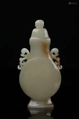 17-19TH CENTURY, A HETIAN JADE DOUBLE-EAR VASE, QING DYNASTY