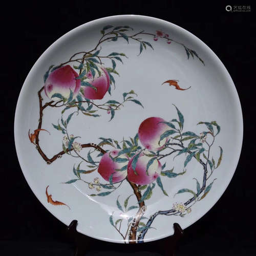 A FU&SHOU PATTERN FAMILLE ROSE PLATE