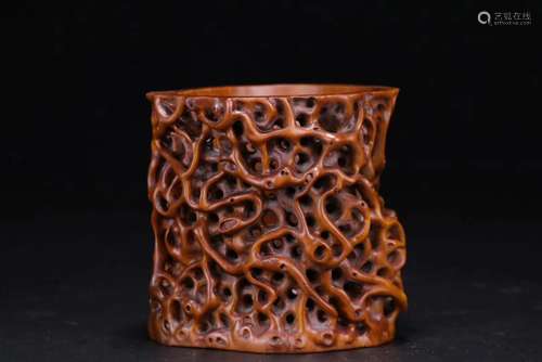 1912-1949, A BOXWOOD BRUSH POT, REPUBLIC OF CHINA