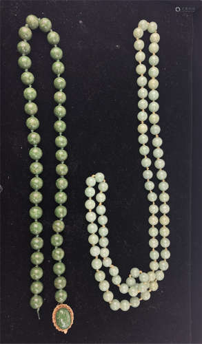 TWO CHINESE JADE NECKLACE