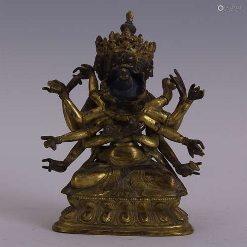 TIBETAN GILT BRONZE SEATED BUDDHA