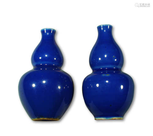 清 祭蓝釉小葫芦瓶 （一对）