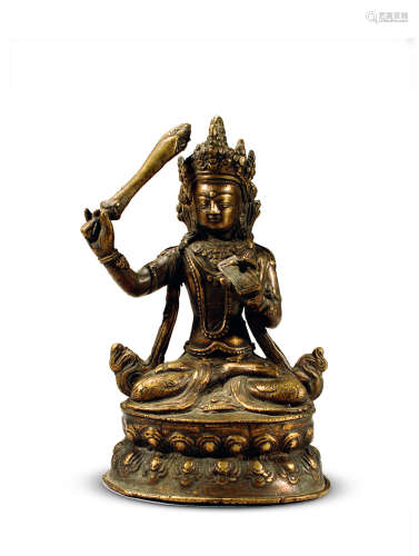 清 尼泊尔坐姿铜文殊像