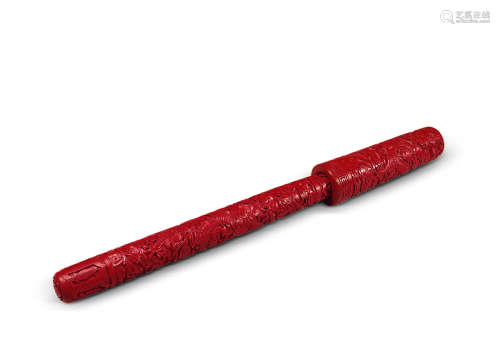 清 剔红龙纹毛笔