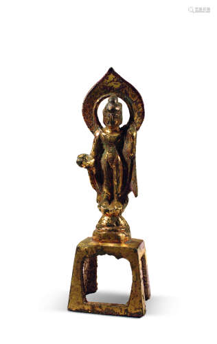 唐 铜鎏金释迦牟尼站像
