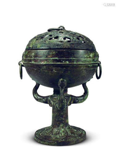 汉 青铜螭龙纹博山炉