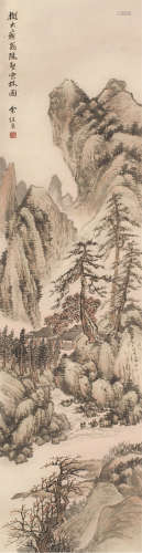 余绍宋（1882～1949） 陡壑密林图 立轴 设色纸本