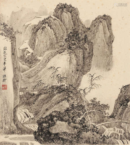 谢稚柳（1910～1997） 山水小景 镜片 水墨纸本