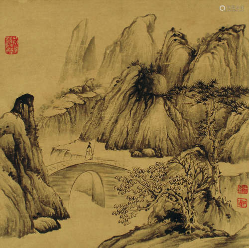 石涛（1642～1707） 山水小景 镜片 水墨纸本