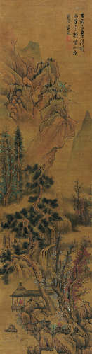 蓝瑛（1585～1664） 拟王右丞法山水 立轴 水墨绢本