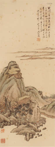 冯超然（1882～1954） 树影小筑 立轴 设色纸本