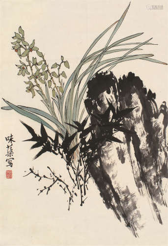 郭味蕖（1908～1971） 兰竹图 立轴 设色纸本