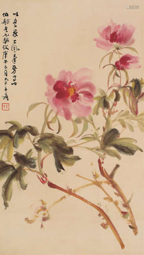 张大千（1899～1983） 花卉 立轴 设色纸本