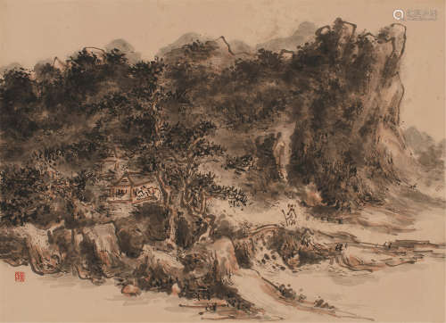 黄宾虹（1865～1955） 山水小景 镜片 设色纸本