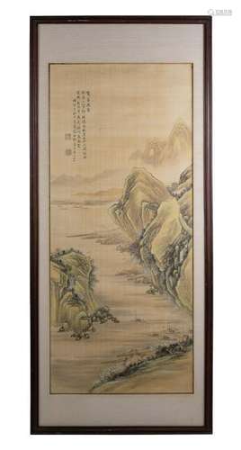 Chinese Landscape Painting on Silk by Rong Zhuchun