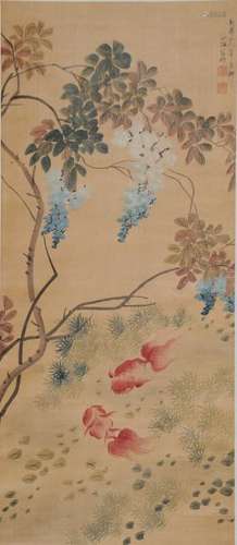 Chinese Painting of Goldfish by Weng Xiaohai