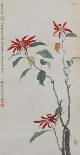 Chinese Painting of Flowers by Zhang Daofan