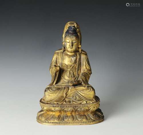 Chinese Wooden Statue of Guanyin, 17-18th Century