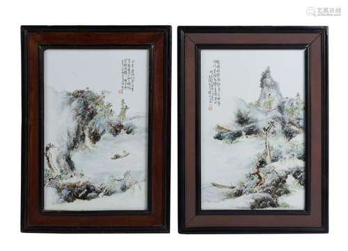 Pair of Porcelain Plaques by Duan Zian (Ziqing)