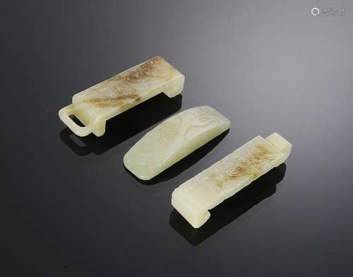 Group of 3 Chinese White Jade Carvings, 18-19th Century