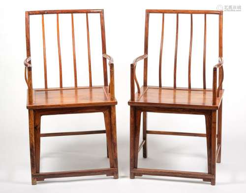 Pair of Chinese Huanghuali Chairs