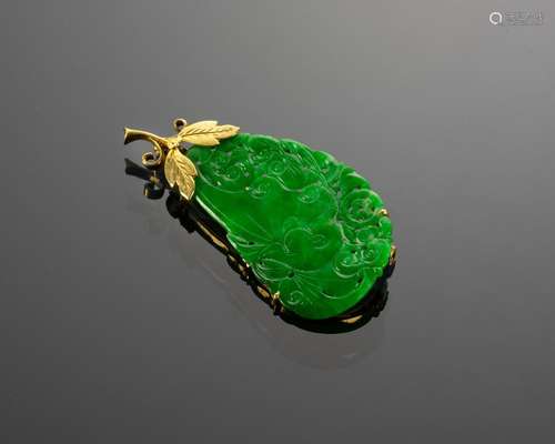 Chinese Jadeite Brooch GIA Certified, 19th Century