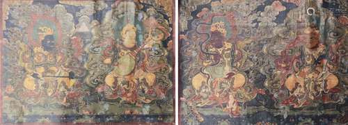 Pair of Thangkas of Guardian Kings