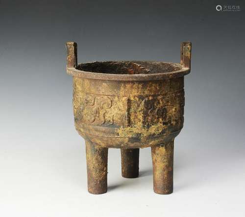 Chinese Iron Ding Censer, Ming Dynasty, Wanli Mark