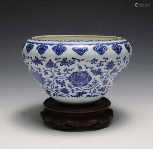 Chinese Imperial Qianlong Blue & White Alms Bowl