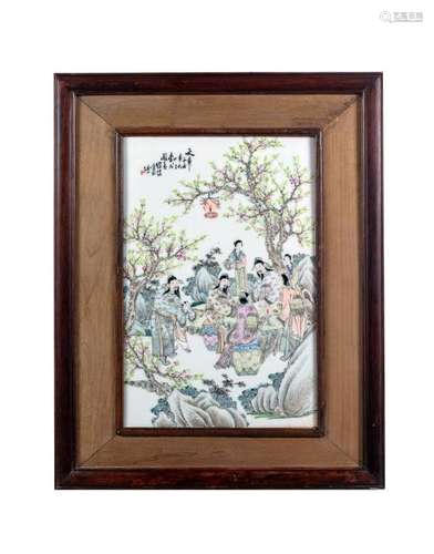 Chinese Porcelain Plaque by Luo Zhonglin, 20th Century