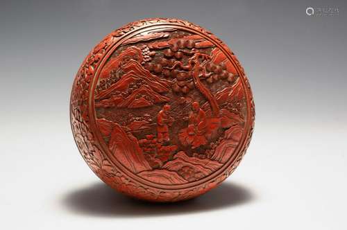 Chinese Cinnabar Round Box, Early 19th Century