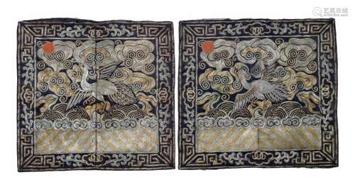 Pair of Chinese Ranking Badges, 19th Century