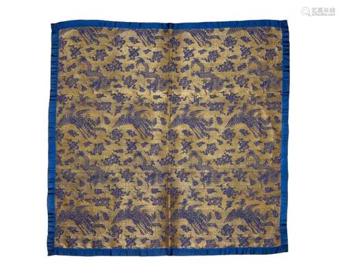 Chinese Blue Ground Table Cloth, 19th Century