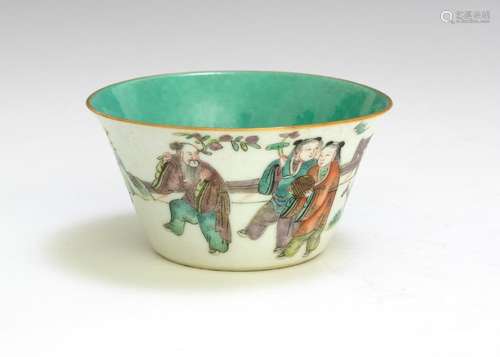 Chinese Famille Rose Cup w/ 5 Figures, 19th Century