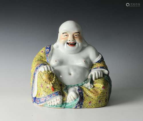 Chinese Famille Rose Buddha, Signed, Late 19th Century