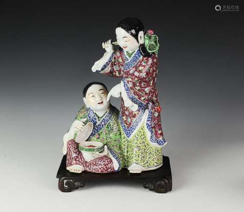 Porcelain Figure of Hehe Erxian by Wei Hongtai,