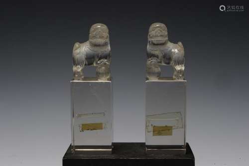 Pair of Chinese Rock Crystal Seals, Early 20th Century