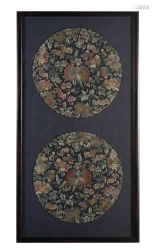 Pair of Chinese Round Embroideries, 18-19th Century