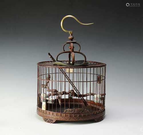 Chinese Bamboo Bird Cage, Early 20th Century