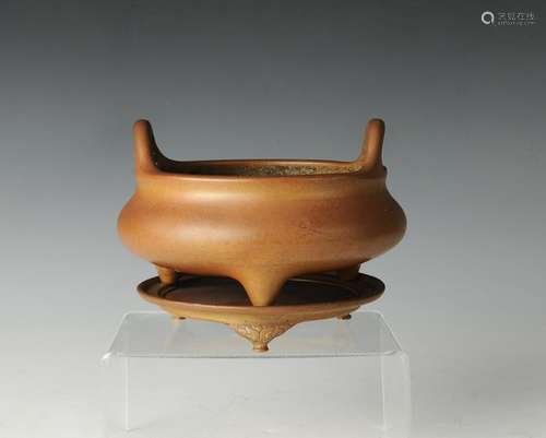 Chinese Bronze Censer with Stand, 18th Century