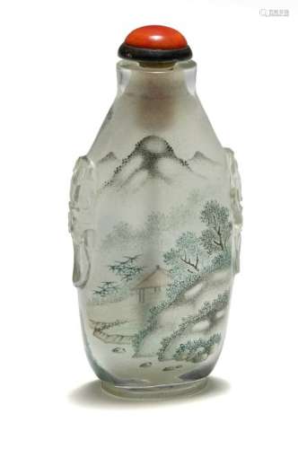 Reverse Painted Landscape Snuff Bottle, Late 19th