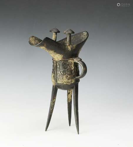 Chinese Bronze Jue Cup, Ming Dynasty