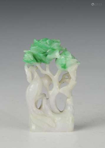 Chinese Jadeite Flower & Phoenix, 19th Century