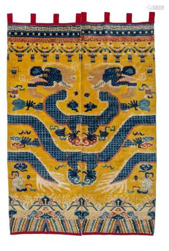 Pair of Chinese Yellow Rugs, 18-19th Century