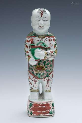 Chinese Famille Verte Statue of a Boy, 17th Century