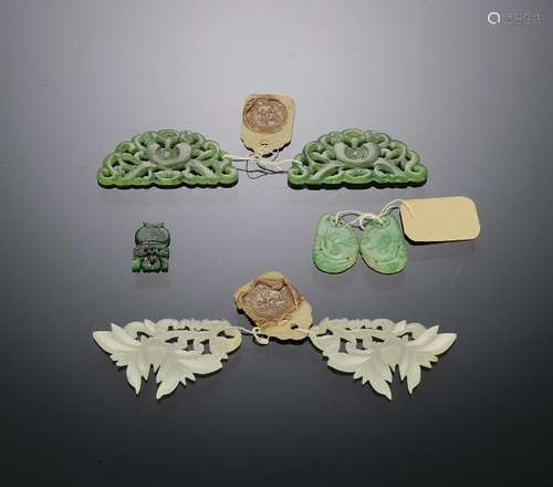 Group of 7 Jade & Jadeite Plaques, Qing Dynasty