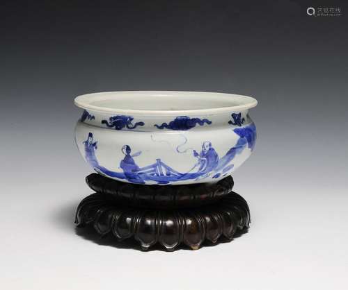 Chinese Blue & White Censer w/ Stand, Kangxi