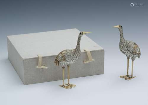 Pair of Chinese Crane Boxes, Qianlong Mark