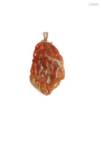 Chinese Red Jadeite Toggle, early 20th Century